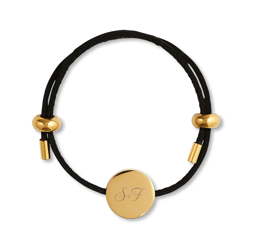 Suede Adjustable Bracelet - Black & Gold Colour