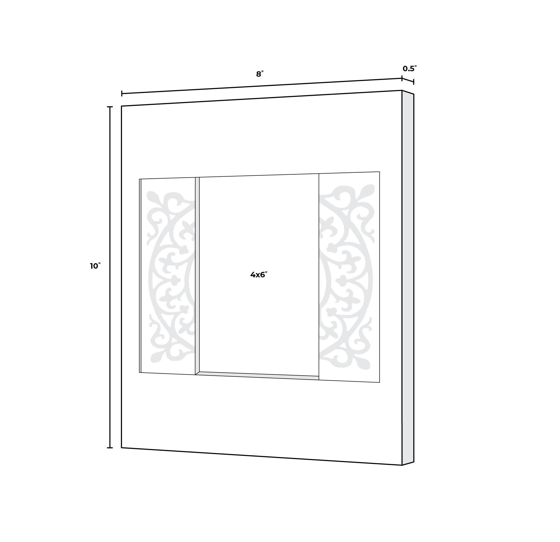 4x6 Blue Carved Wood Frame