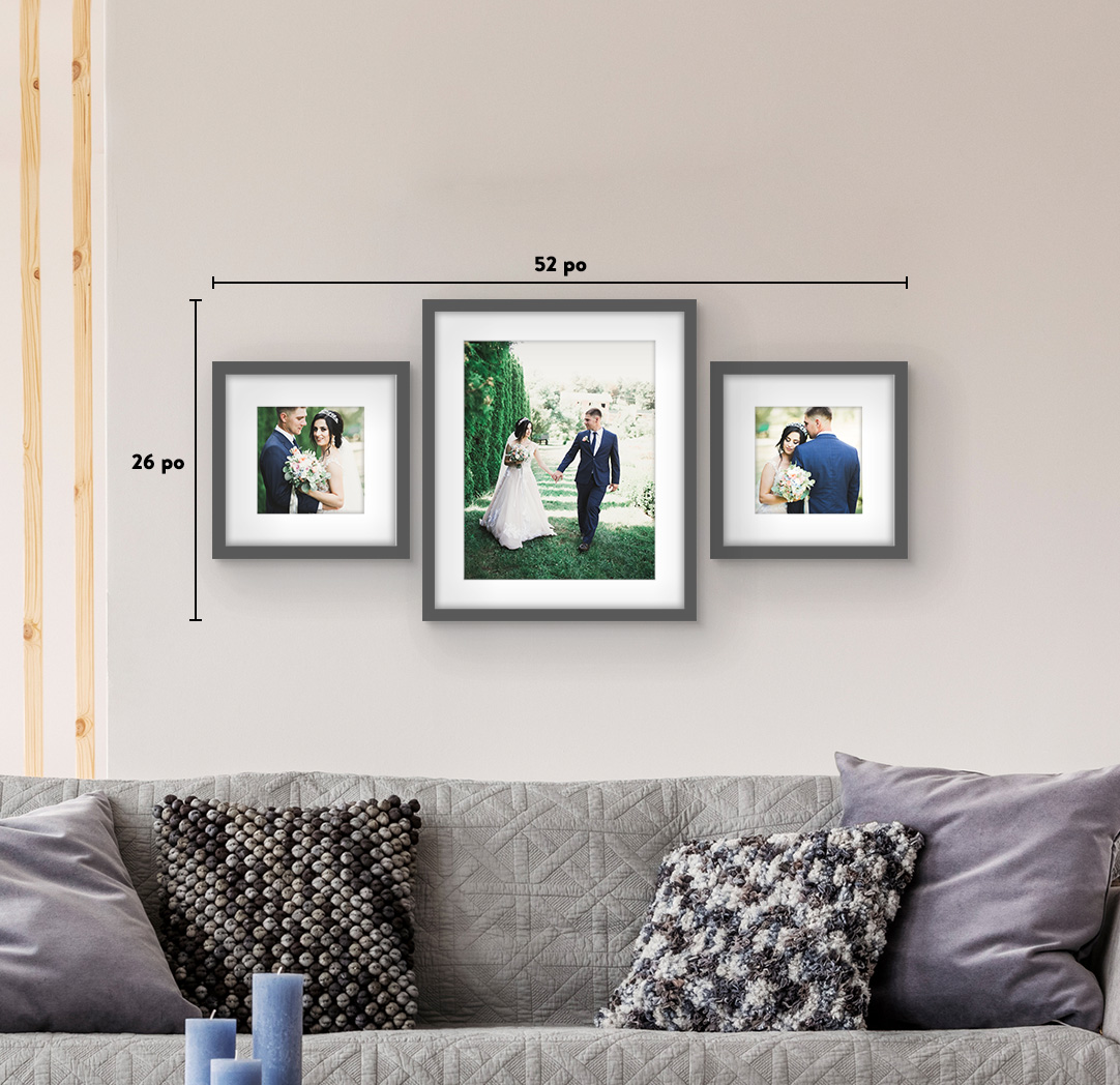 8 x 8 po gris (2) et 16 x 20 po gris (1)