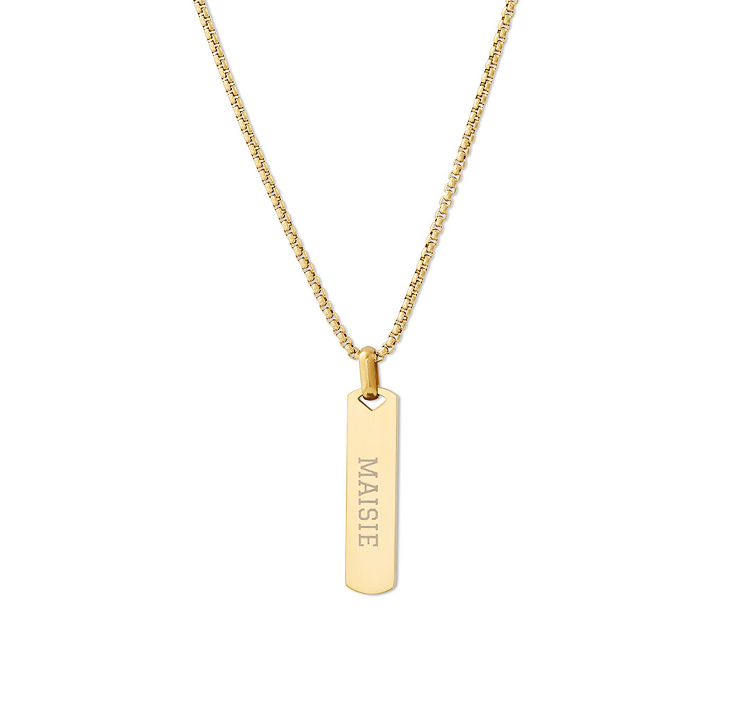 Tag Pendant Necklace - Gold Colour