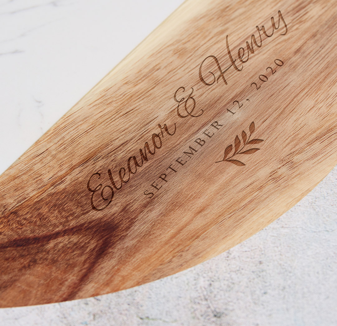 Personalized Round Wood & Marble Cutting Board