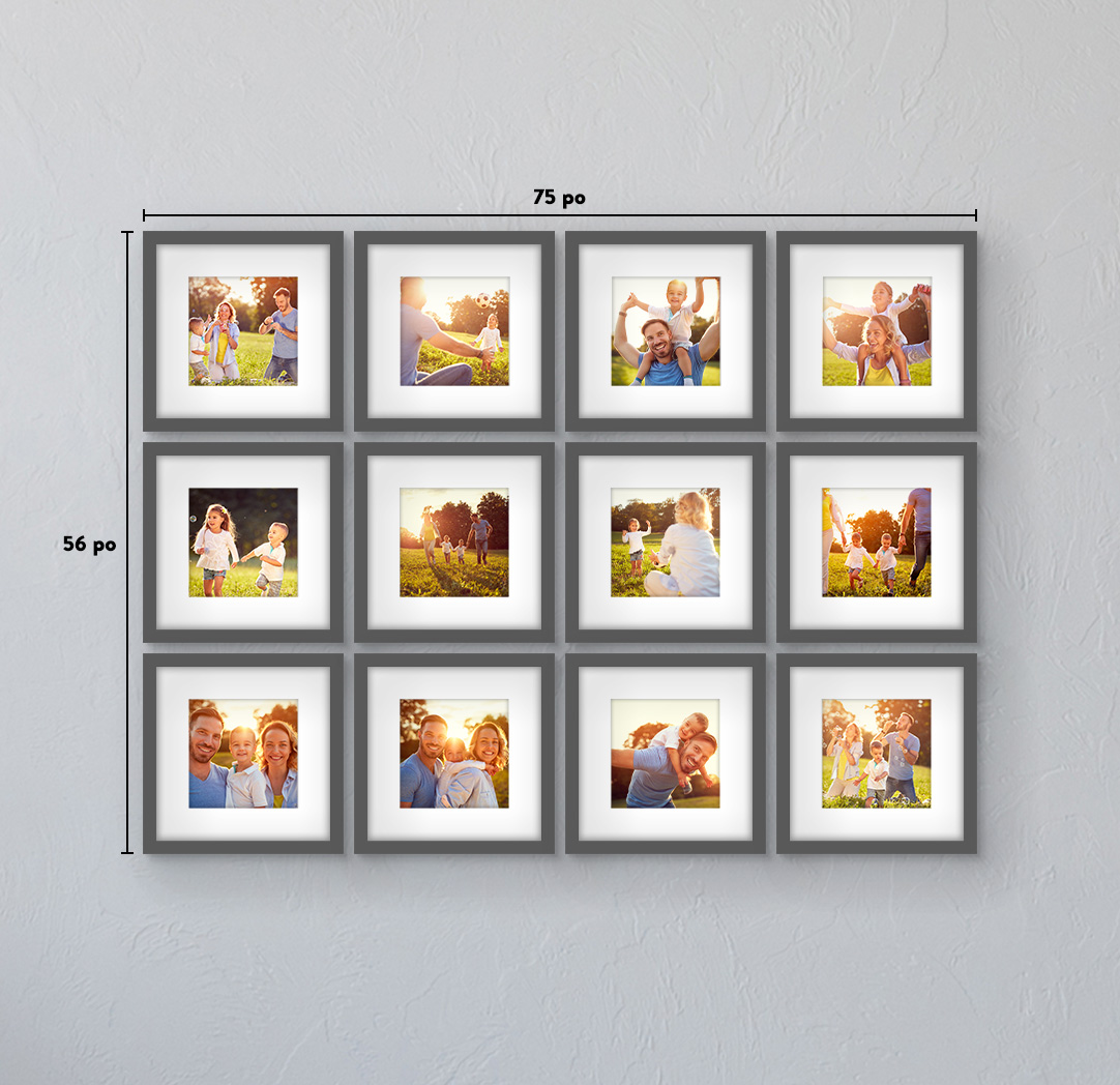 12 x 12 po gris - Ensemble de 12