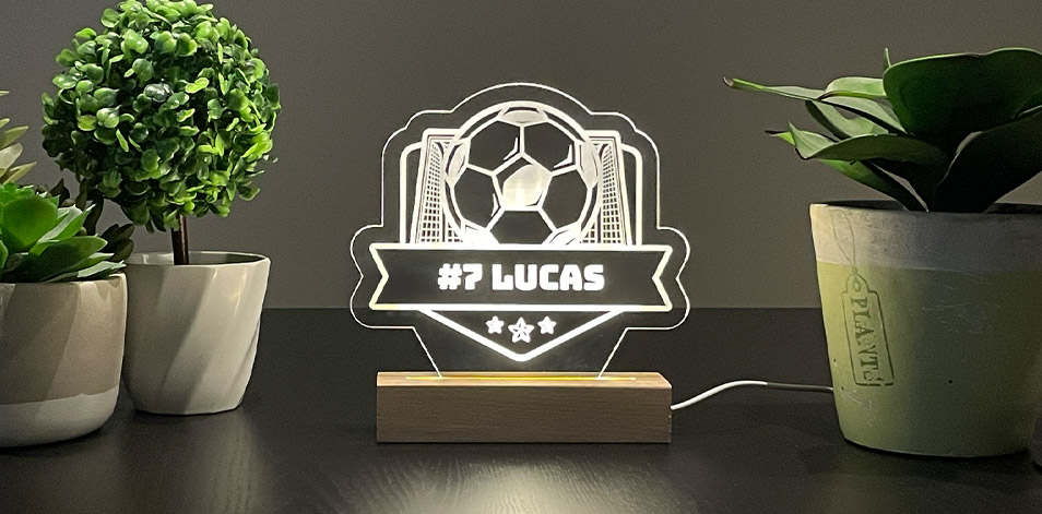 Panneau long à DEL personnalisé en bois - Soccer