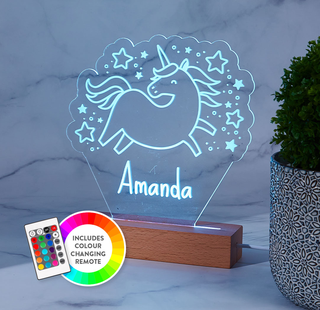 Personalized Wide Wood LED Sign Unicorn Walmart Photo Centre