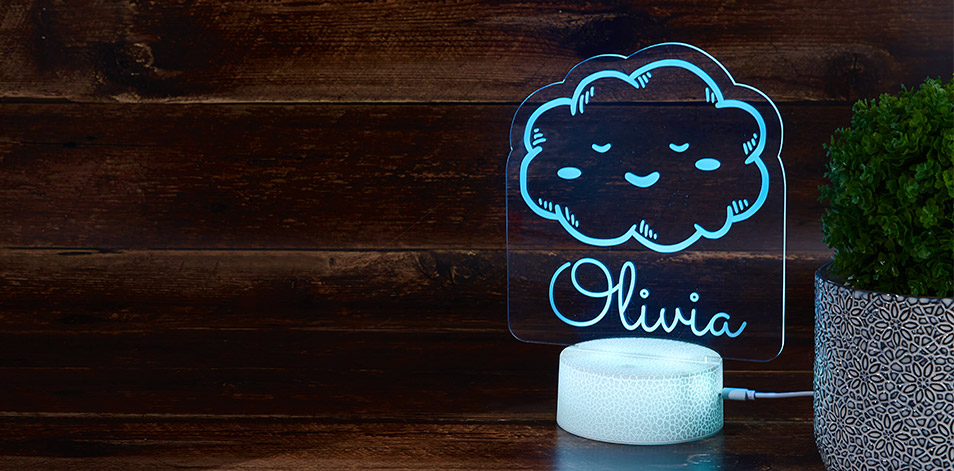 Panneau à DEL personnalisé blanc craquelé - Nuage