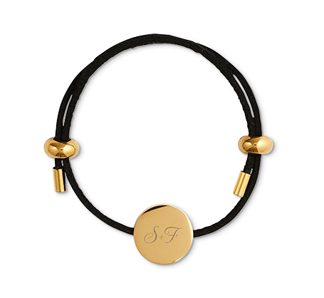 Suede Adjustable Bracelet - Black & Gold Colour