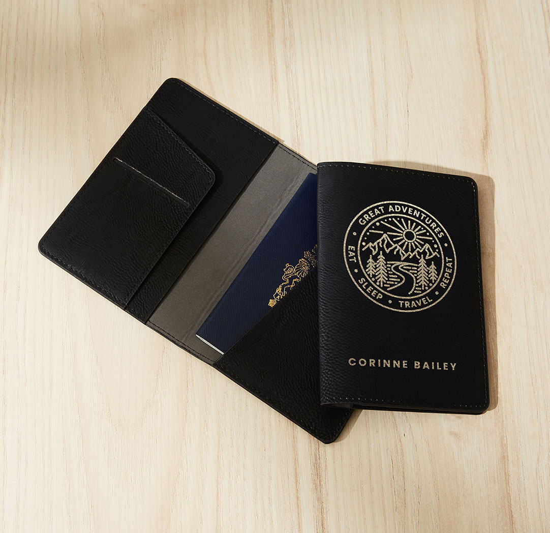 Personalized Black Leather Passport Holder - Walmart Photo Centre