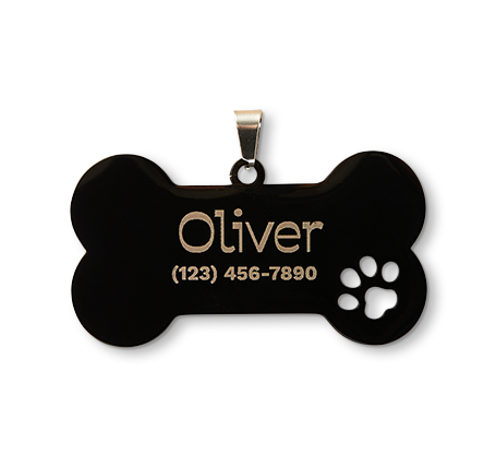 Bone Stainless Steel Pet Tag - Black Colour