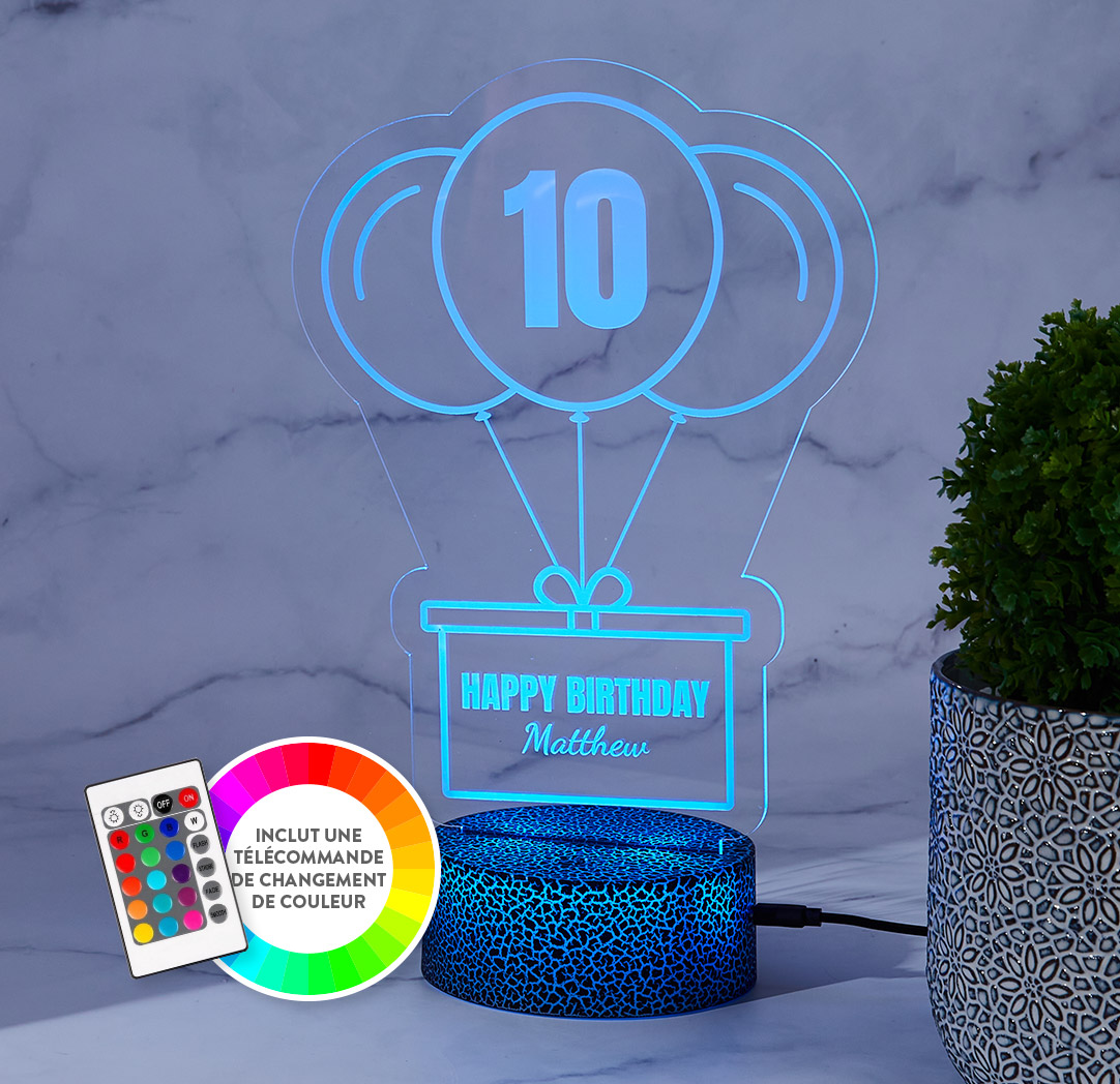 Panneau à DEL personnalisé noir craquelé  - Ballons d’anniversaire