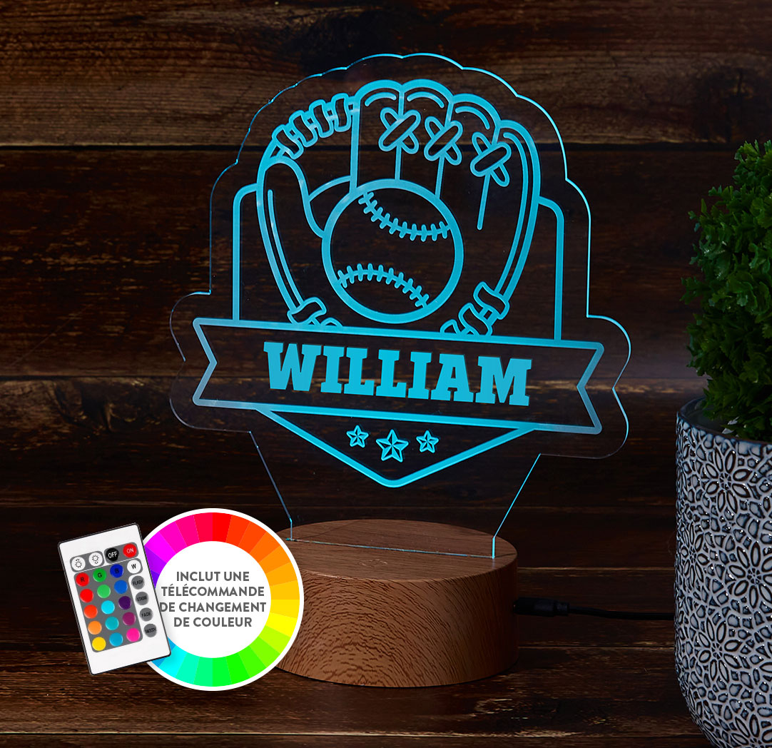 Panneau à DEL personnalisé en bois - Baseball