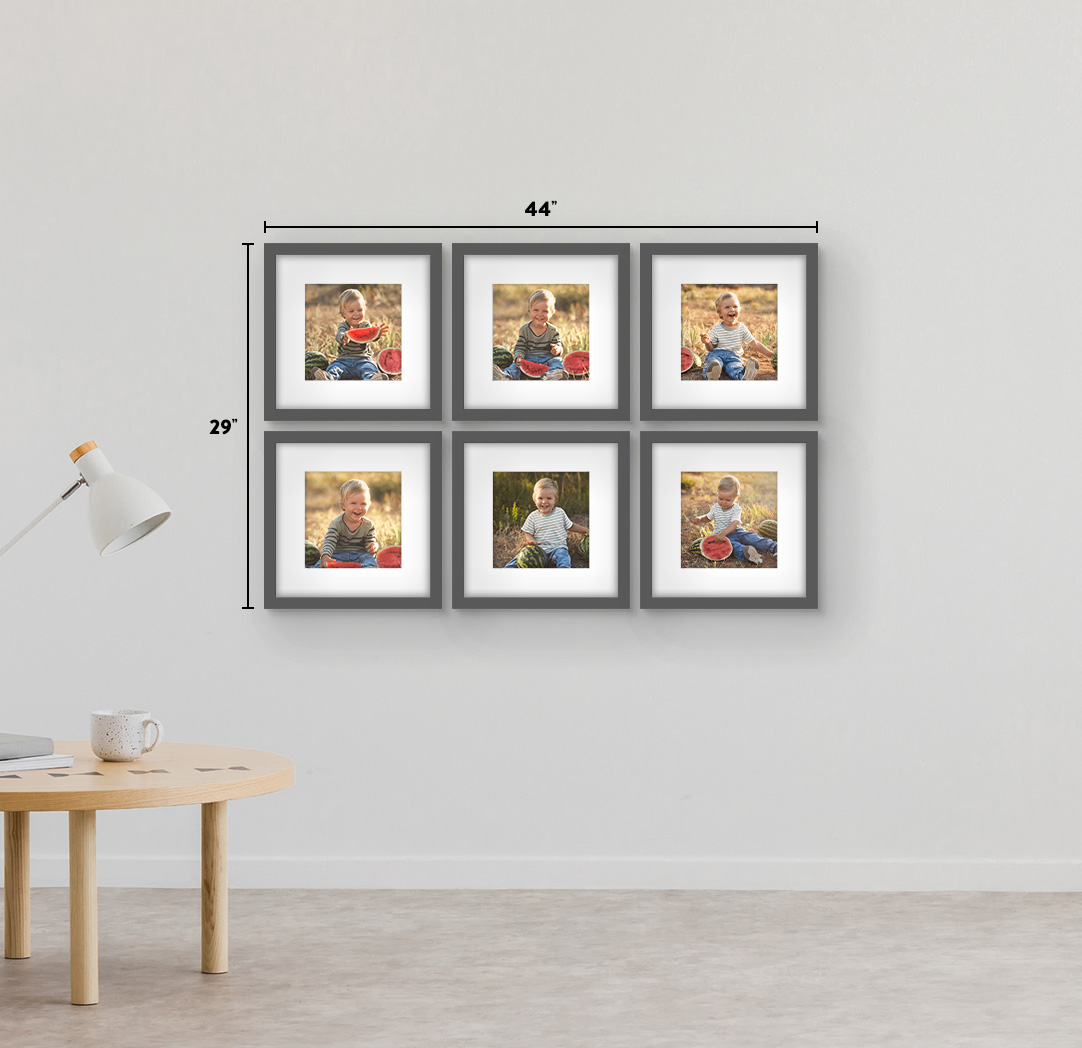 8 x 8 po gris - Ensemble de 6