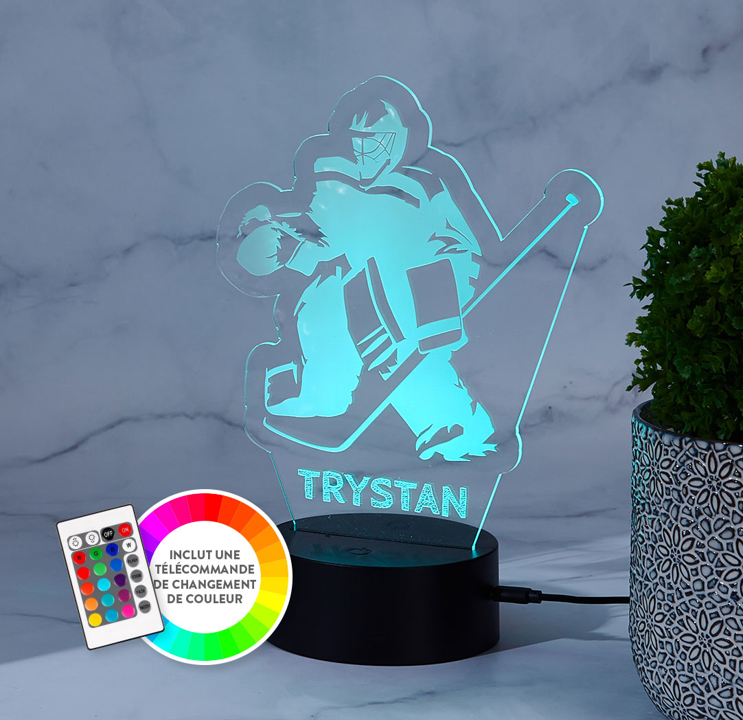 Panneau à DEL personnalisé noir - Gardien de hockey