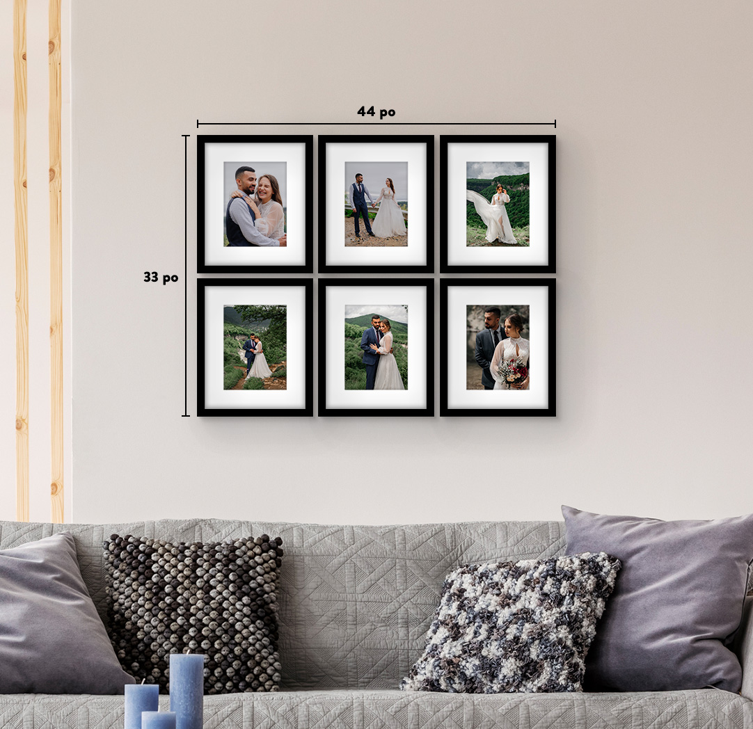 8 x 10 po noir - Ensemble de 6