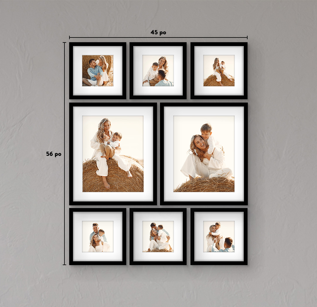 8 x 8 po noir (6) et 16 x 20 po noir (2)