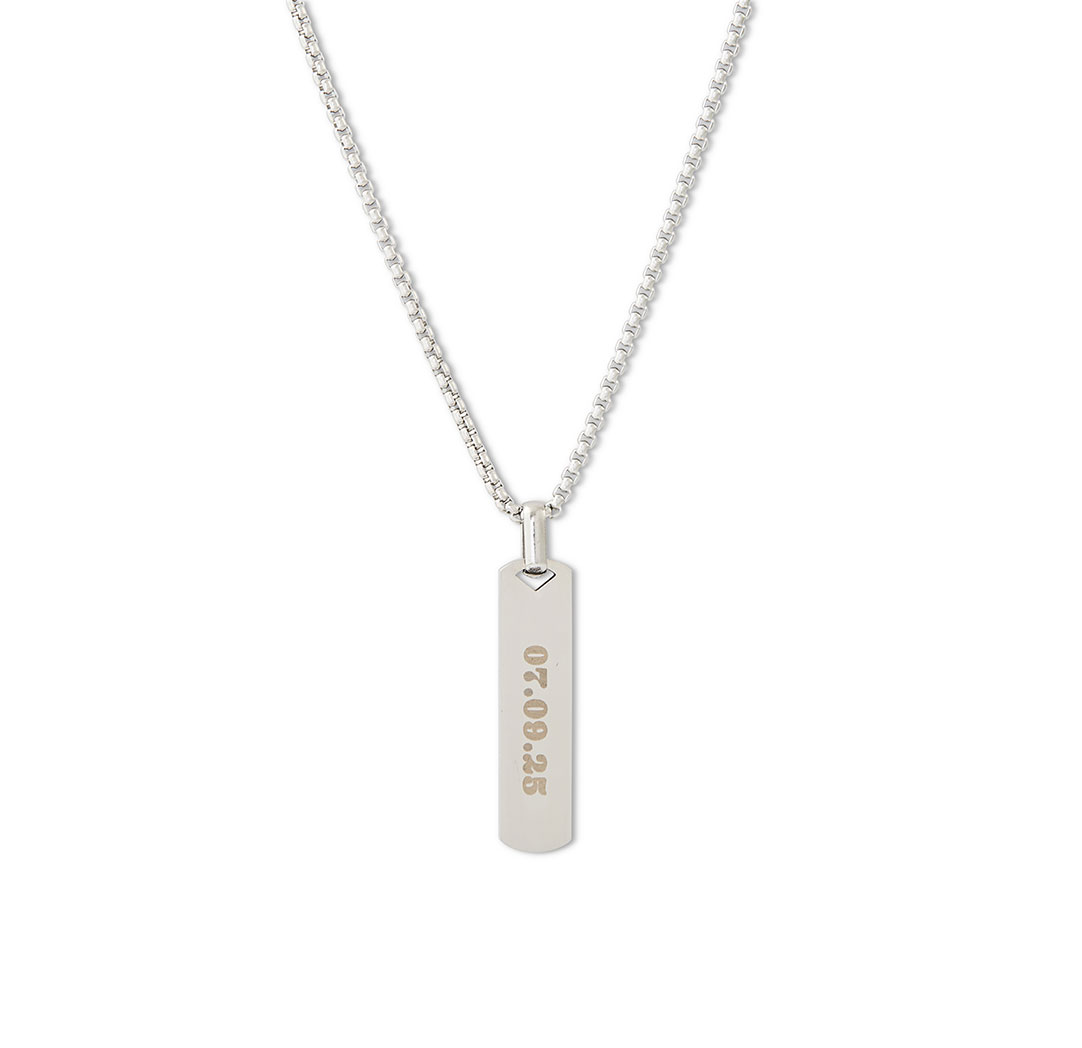 Tag Pendant Necklace - Silver Colour