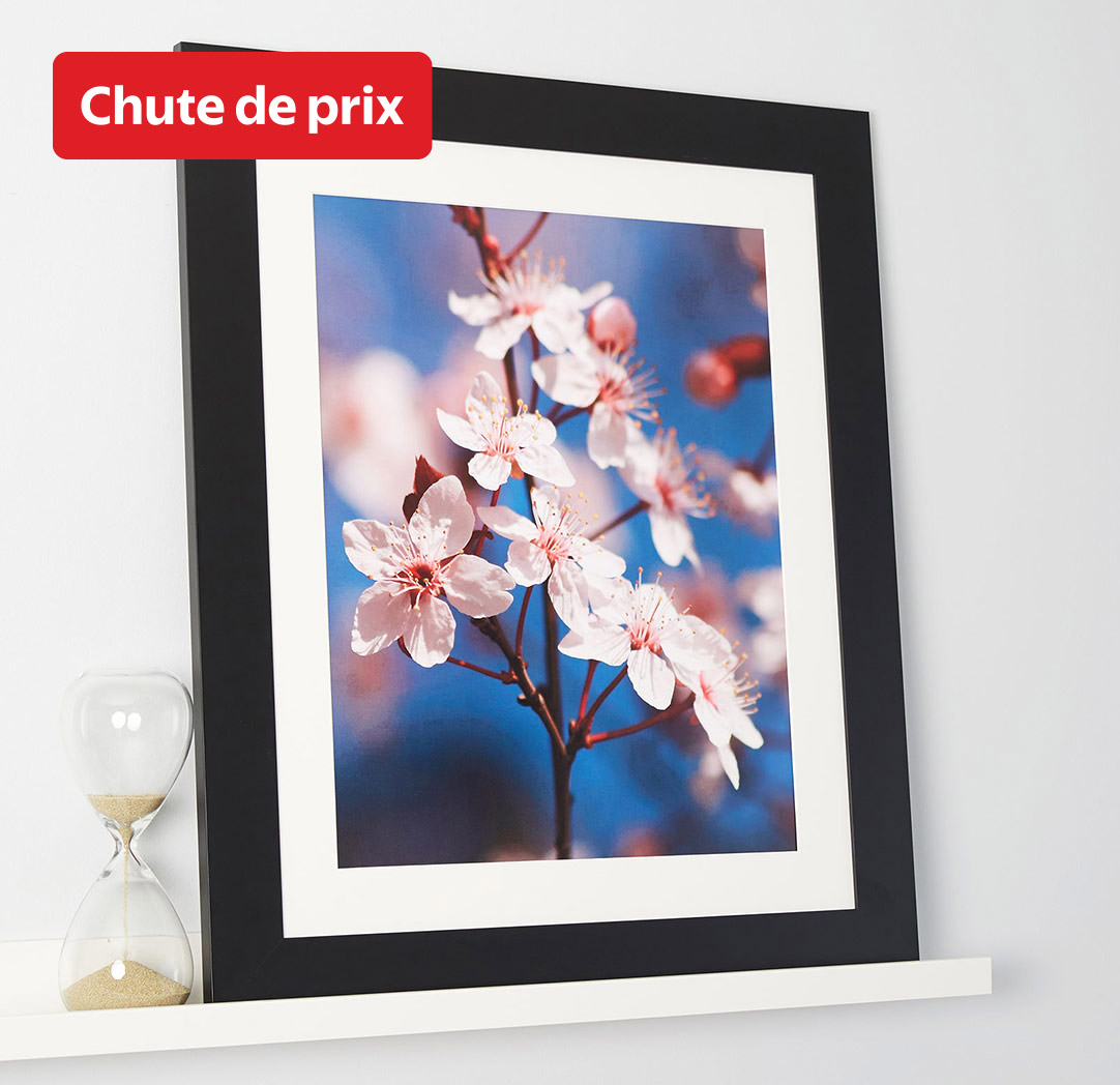 Impression encadrée de 16 x 20 pouces - noir