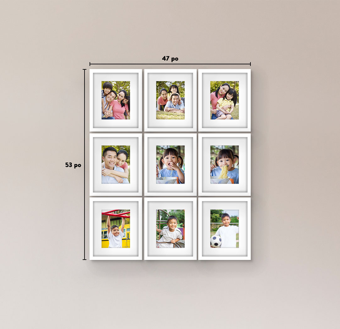 8 x 10 po blanc - Ensemble de 9