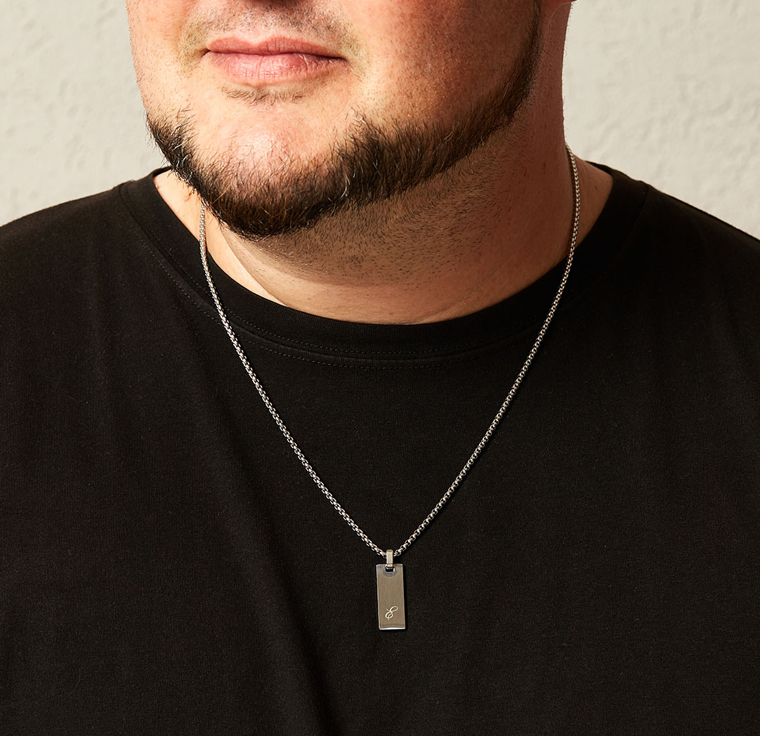 Rectangular Pendant Necklace - Silver Colour
