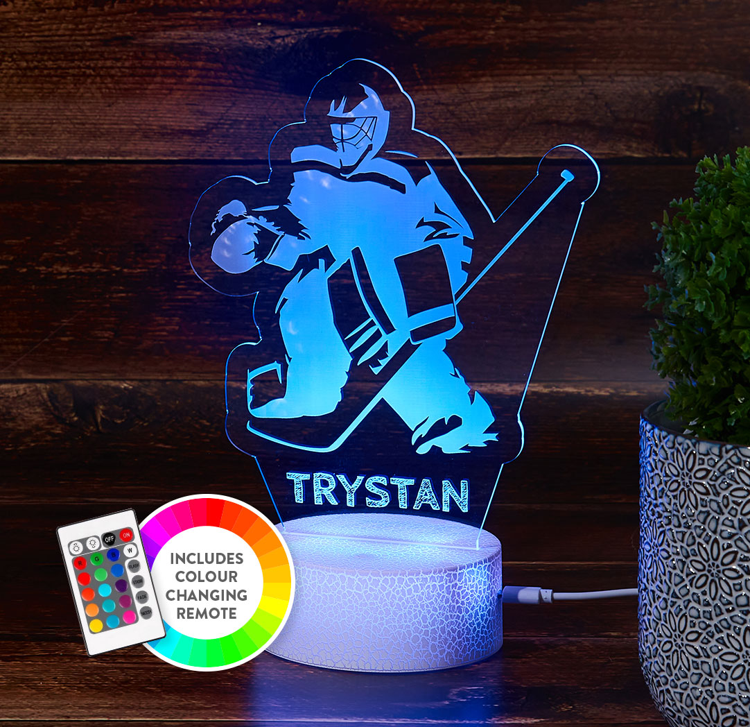 Personalized Cracked White LED Sign - Hockey Goalie