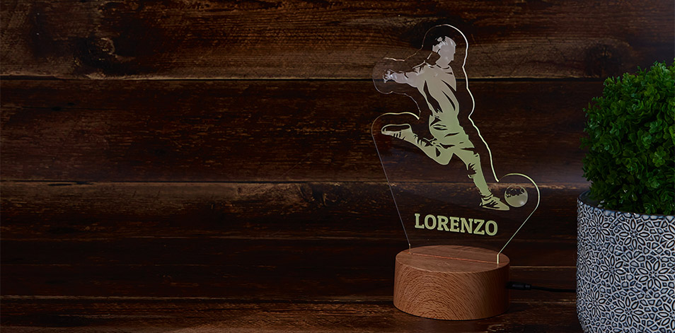 Personalized Wood LED Sign - Soccer Player
