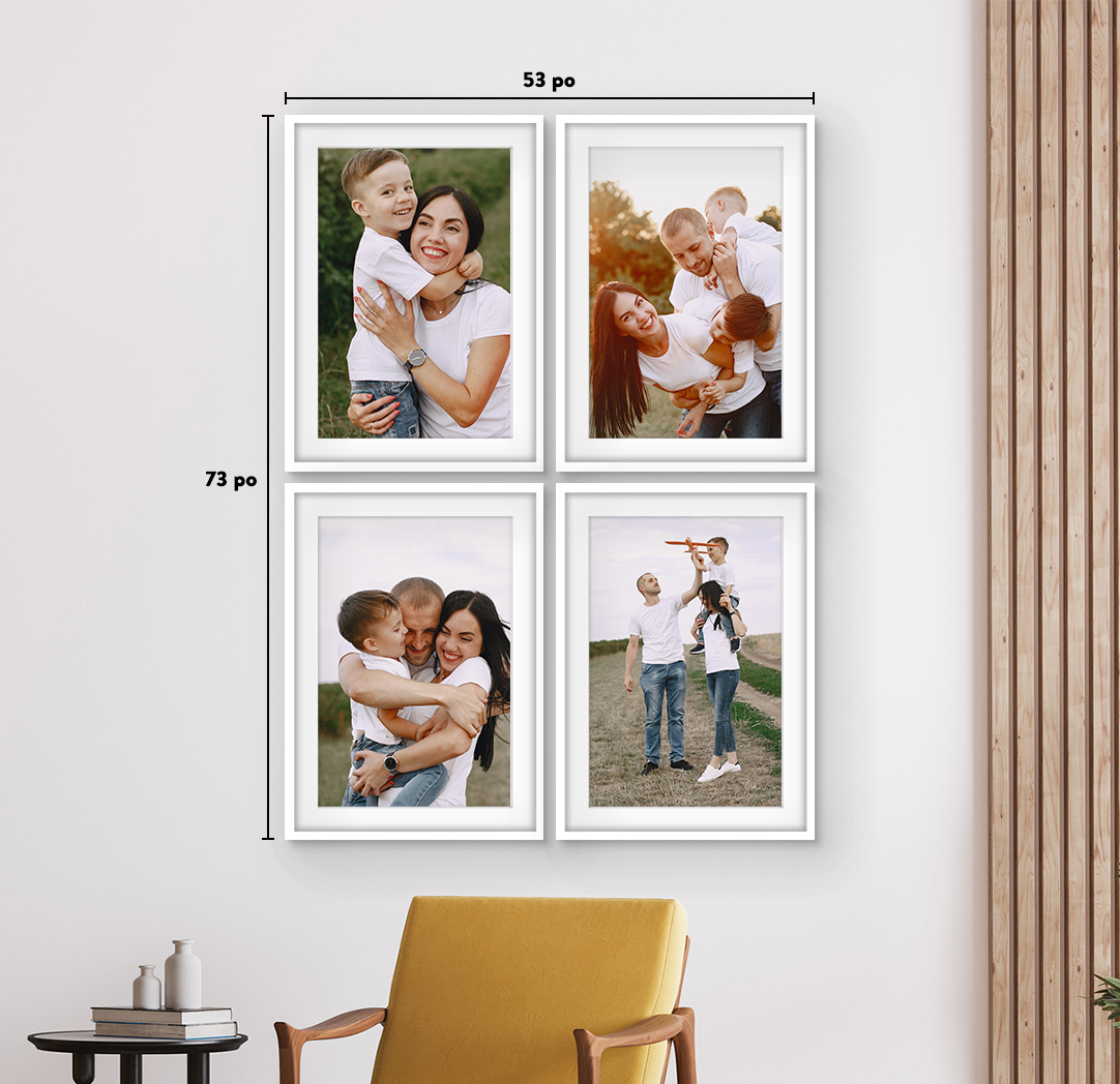 20 x 30 po blanc - Ensemble de 4