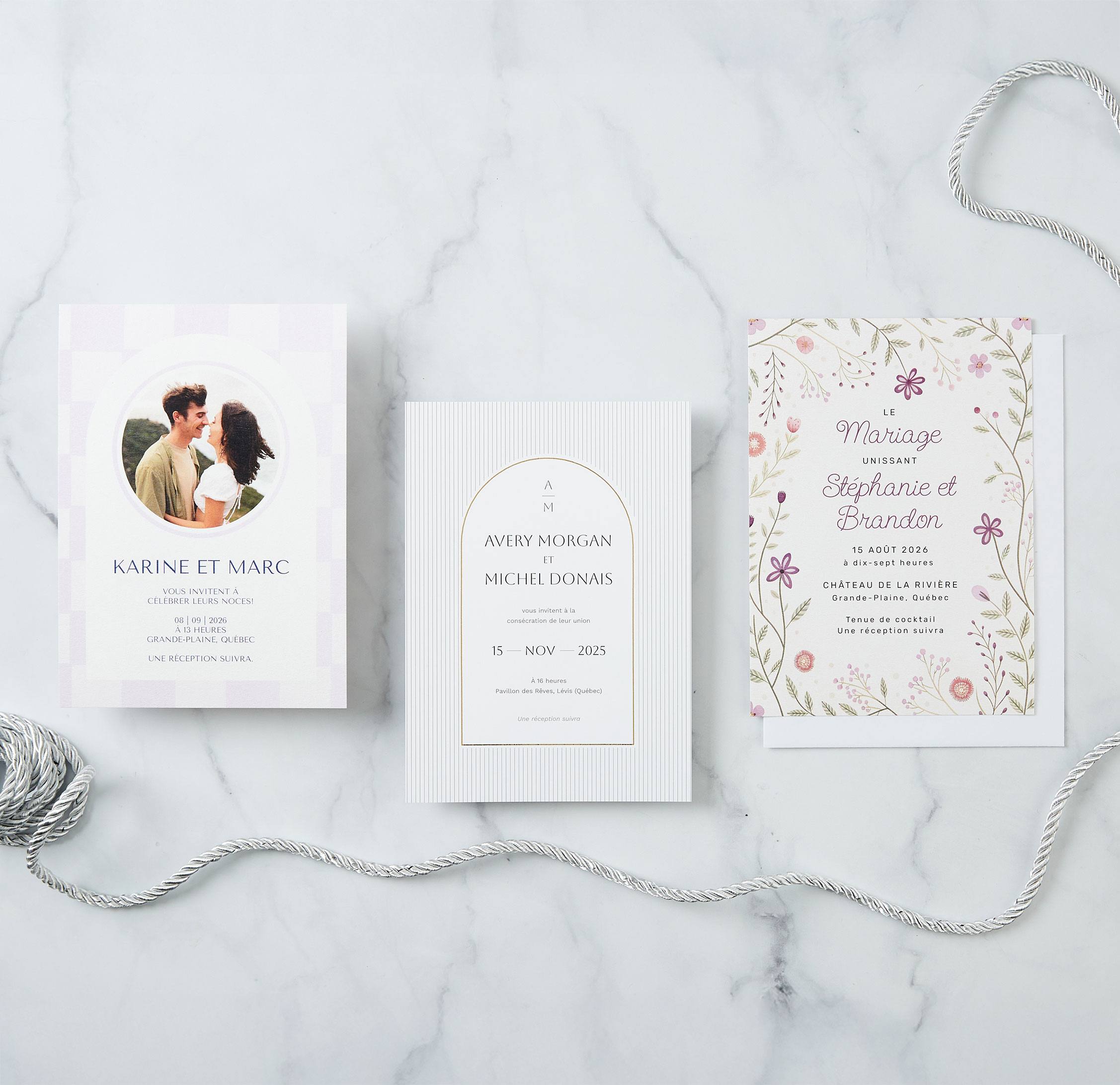 Invitation de mariage perle de 5 x 7 po