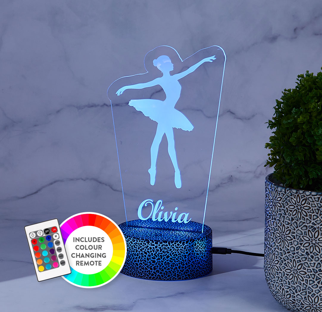 Personalized Cracked Black LED Sign - Ballerina