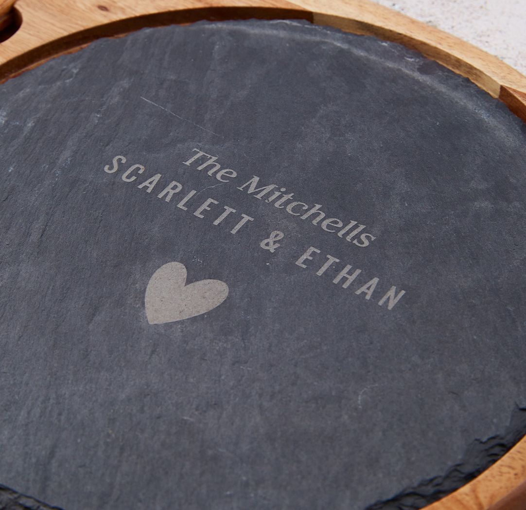 Personalized Wood & Slate Cheese Set