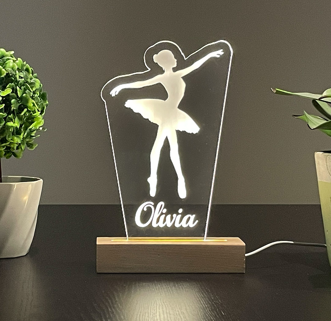 Panneau long à DEL personnalisé en bois - Ballerine