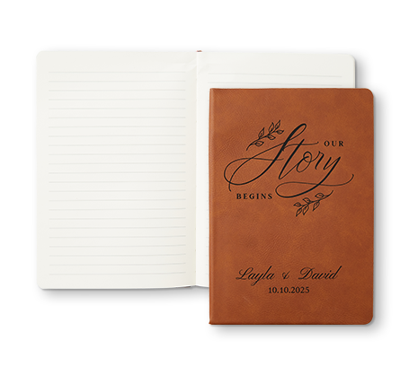Personalized Light Brown Leather Notebook