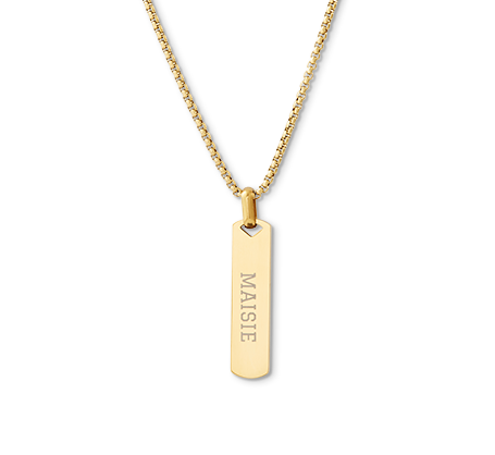 Tag Pendant Necklace - Gold Colour