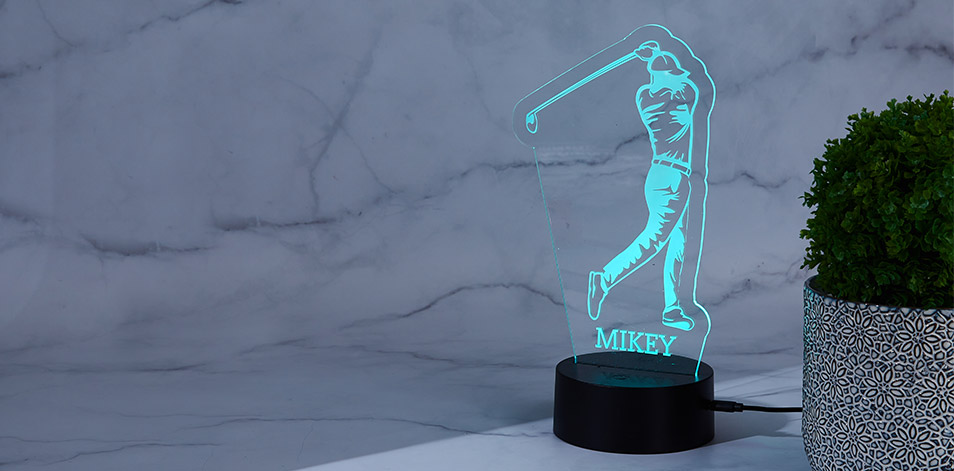 Panneau à DEL personnalisé noir - Golfeur