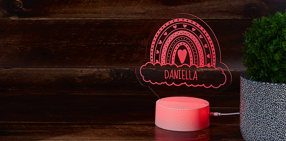 Personalized Cracked White LED Sign - Rainbow