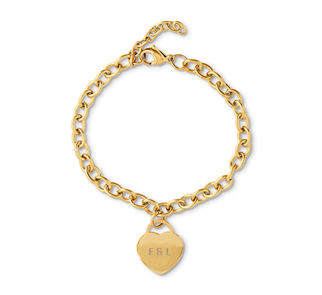 Heart Charm Cable Chain Bracelet - Gold Colour