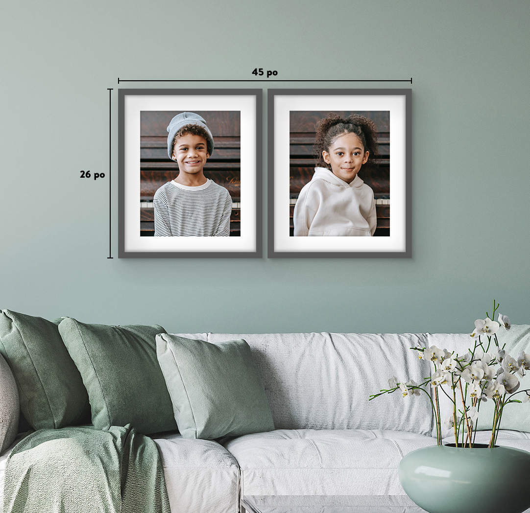 16 x 20 po gris - Ensemble de 2