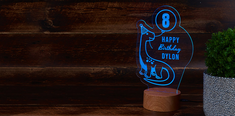 Personalized Wood LED Sign - Dinosaur Birthday