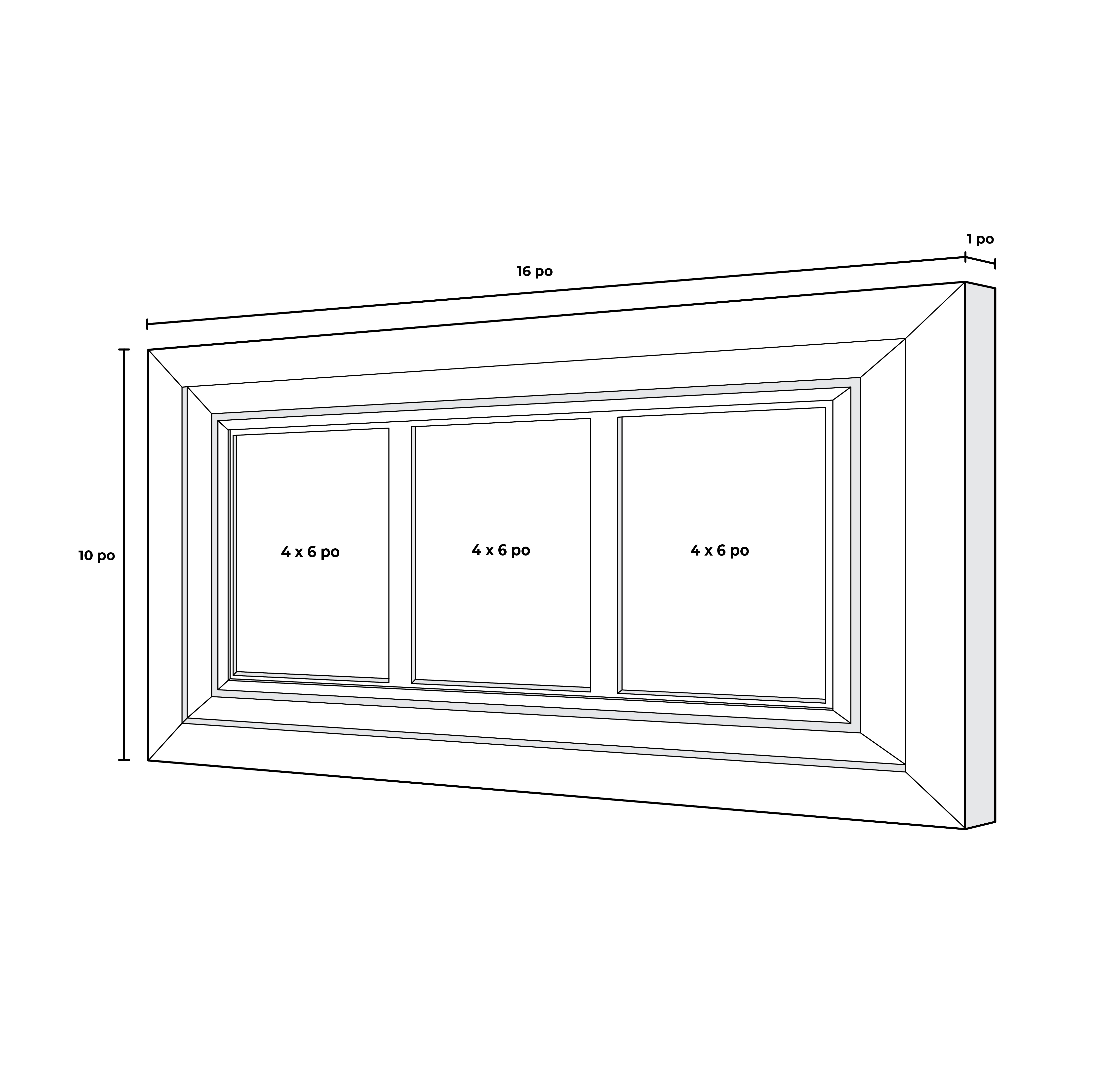 Cadre triple en bois 4 x 6 po (3)