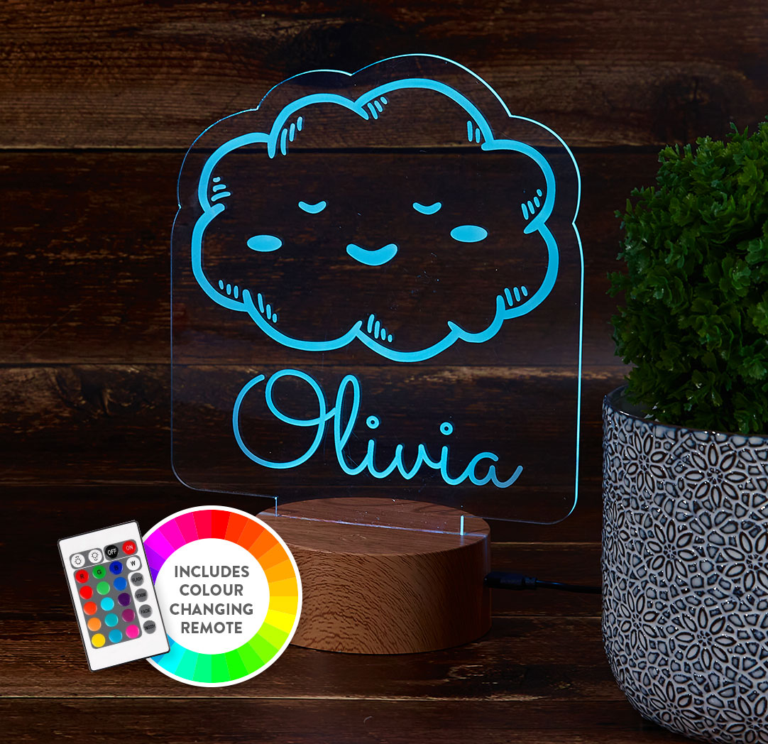 Personalized Wood LED Sign - Cloud