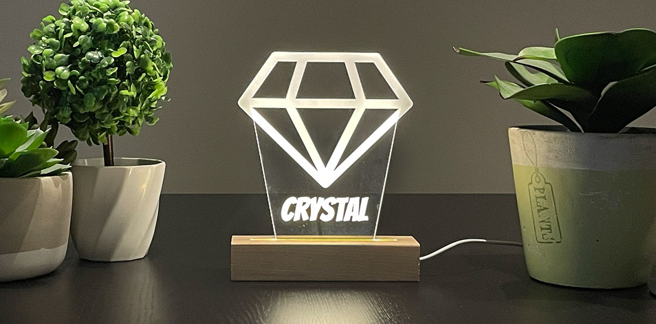 Panneau long à DEL personnalisé en bois - Cristal