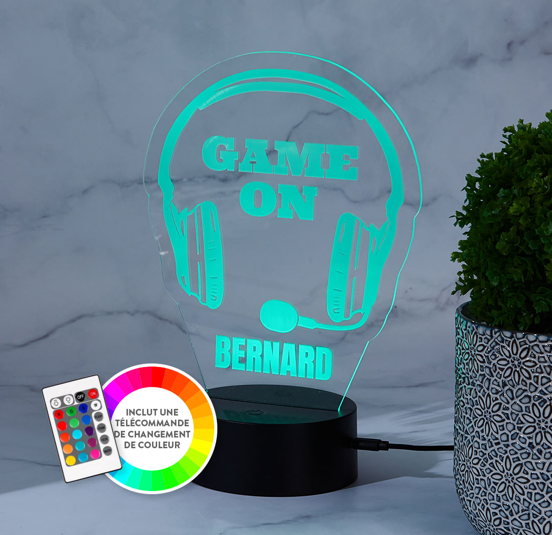Panneau à DEL personnalisé noir - Casque de jeu