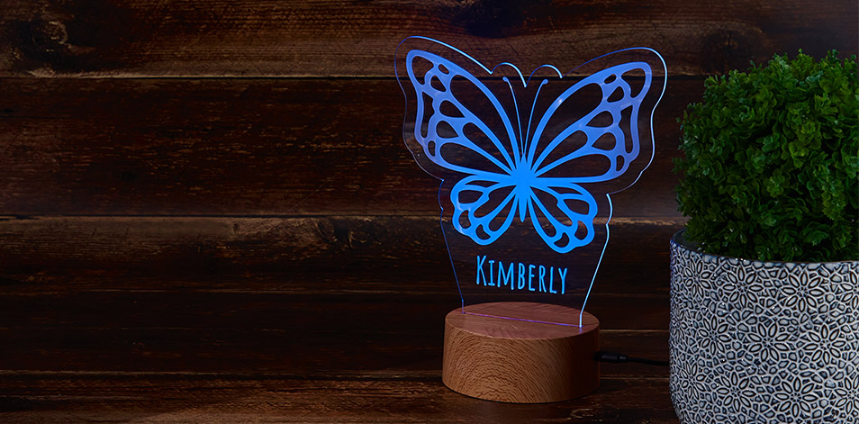 Personalized Wood LED Sign - Butterfly