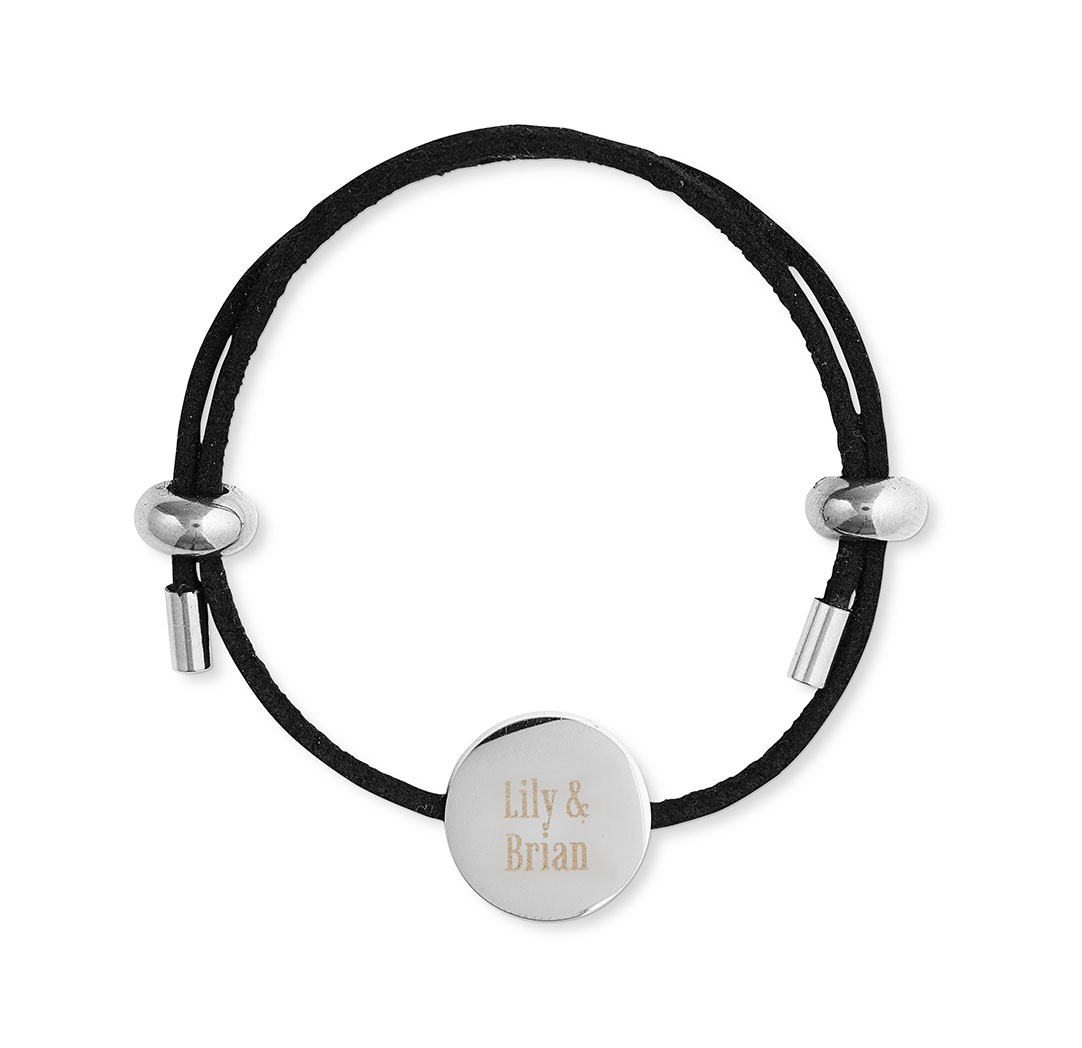 Suede Adjustable Bracelet - Black & Silver Colour