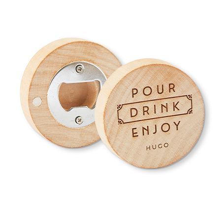 Personalized Round Wood Bottle Opener