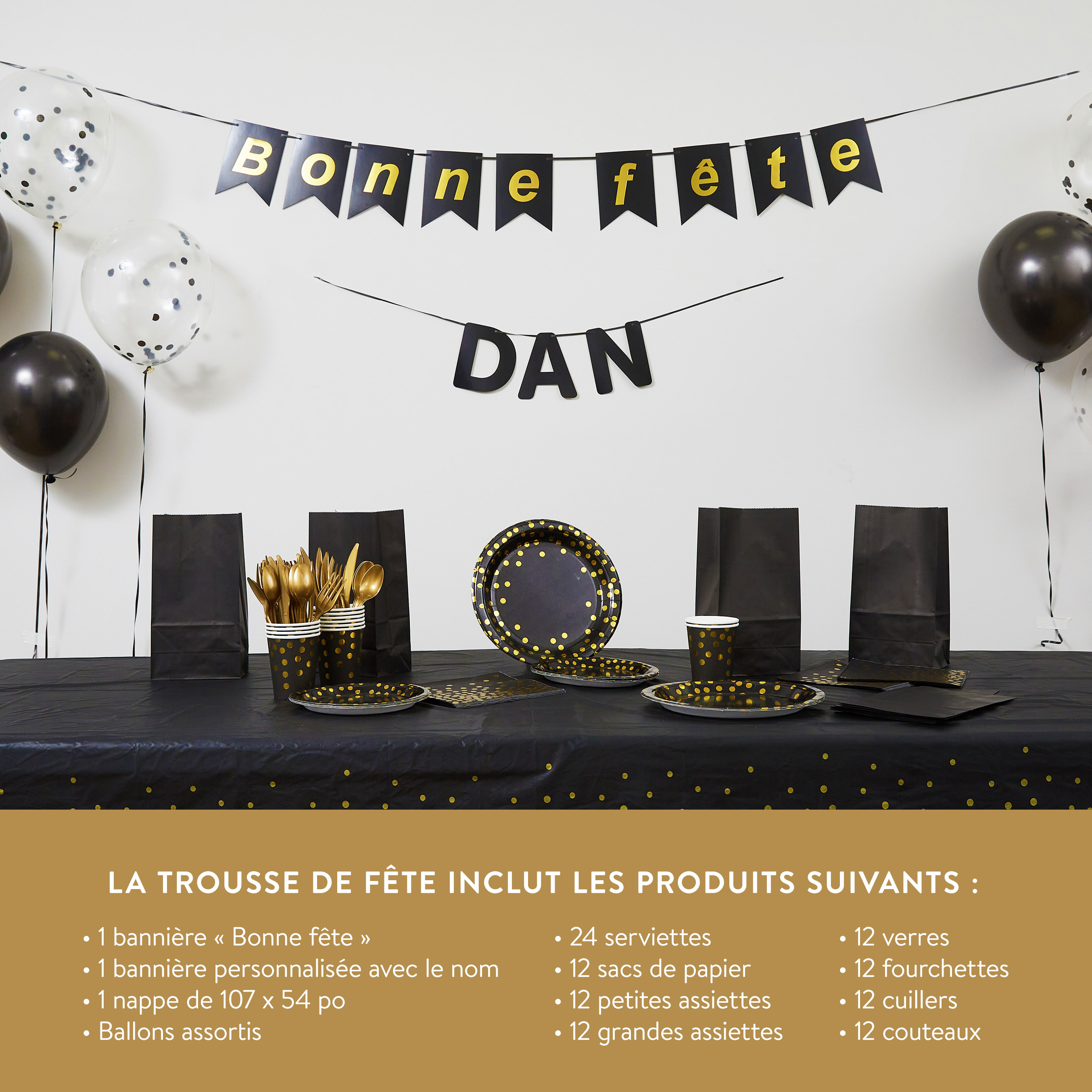 Noir et or - Trousse de fête