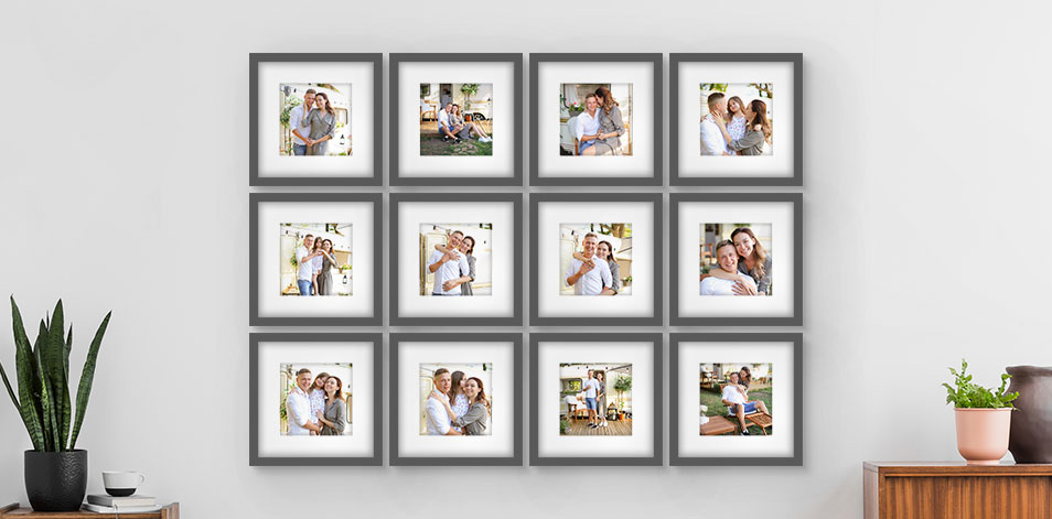 8 x 8 po gris - Ensemble de 12