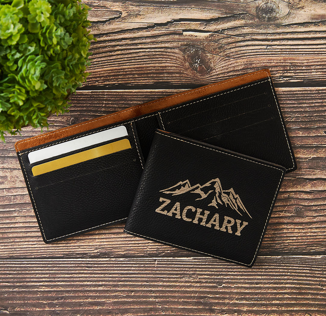 Personalized Black Leather Wallet