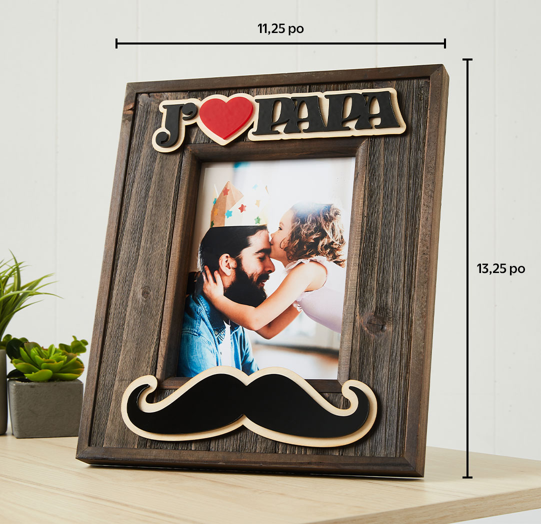 Cadre de bois Moustache 6 x 8 po (Papa)