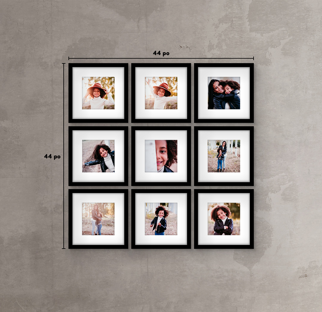 8 x 8 po noir - Ensemble de 9