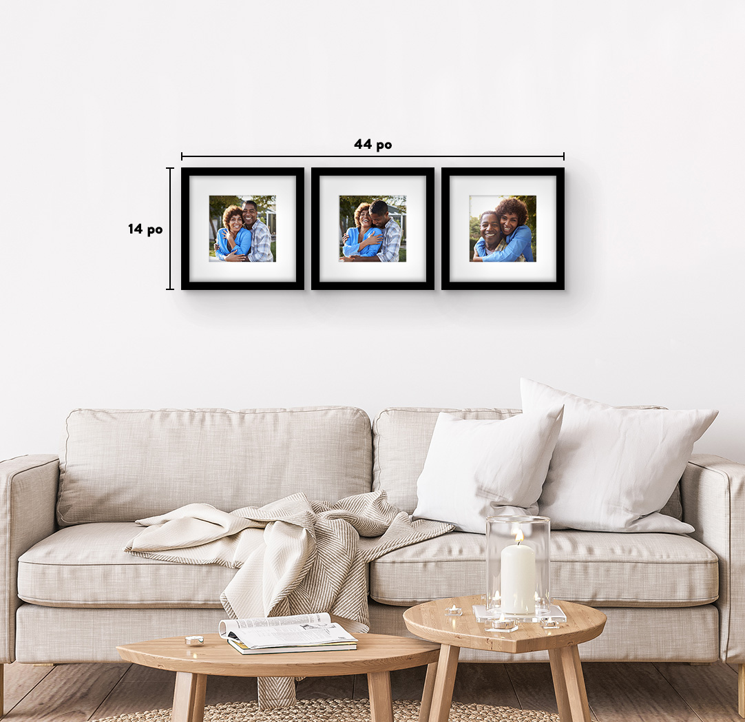 8 x 8 po noir  Ensemble de 3