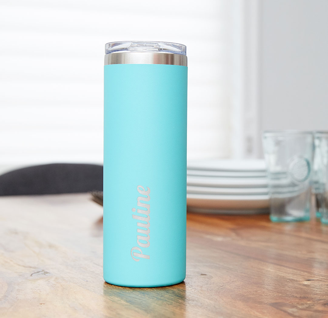 Verre de voyage personnalisé turquoise 600 ml